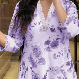 KALINI Floral Printed A-Line Kurta With Trouser & Dupatta image 3