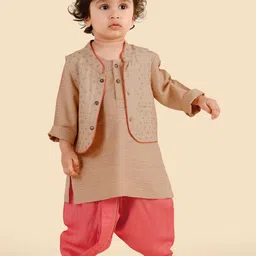 Fabindia Boys Ethnic Motifs Printed Kurta with Dhoti Pants & Nehru Jacket-picture-37