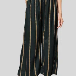 Kryptic Women Striped Flat Front Flared Lounge Pants-picture-48