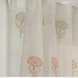 Peepul Tree Rust & Cream-Coloured Set of 2 Floral Sheer Window image 5