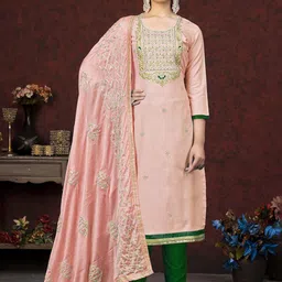 SAINOOR Embellished Semi-Stitched Dress Material-image-41