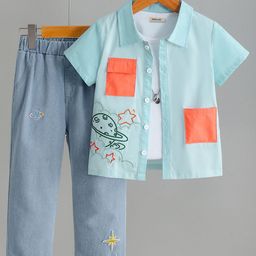 INCLUD Boys Embroidered Short Sleeves Shirt With Trousers-image-95