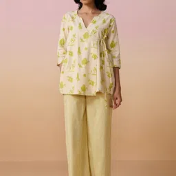 Dressfolk Ivory Tunic Set In Cotton With Hand-Block Printed Co-Ords-13