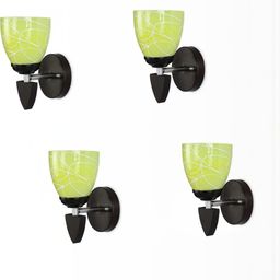 1ST TIME Pack of 4 Yellow & White Glass Traditional Cylinder Shaped Wall Lamp-picture-45
