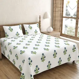 Bombay Spreads Green Printed Pure Cotton 250 TC King Bedsheet Set 2.74 x 2.74 m-image-25