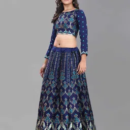 DIVASTRI Printed Semi-Stitched Lehenga & Unstitched Blouse With Dupatta image 2