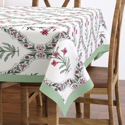 BLOCKS OF INDIA Green Ethnic Motifs Cotton 6-Seater Table Cover-image-7