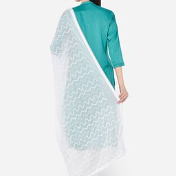 Dupatta Bazaar White Embroidered Chiffon Dupatta image 5