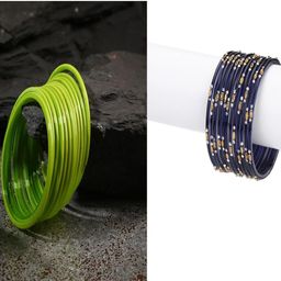 SOMIL Set of 24 Green Alloy Artificial Stones & Beads Bangles-image-72