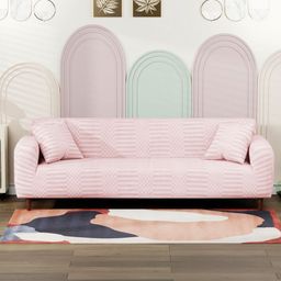 Myntra Elegant Homes Pink Jacquard 1 Piece Sofa Cover With Arms-image-45