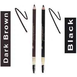 Cameleon Set Of 2 Eyebrow Pencil With Brush - 2.5 g Each - Dark Brown & Black-82