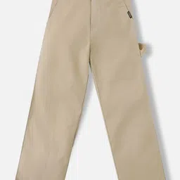 Urbano Juniors Boy's Cream Loose Baggy Fit Solid Carpenter Trouser with 5 Pockets-image-49