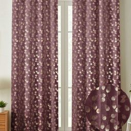 Galaxy Home Decor Purple & Gold-Toned 2 Pieces Floral Room Darkening Long Door Curtain-picture-16