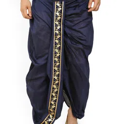 FANZI Men Silk Dhoti Pant with Lace Work-image-75