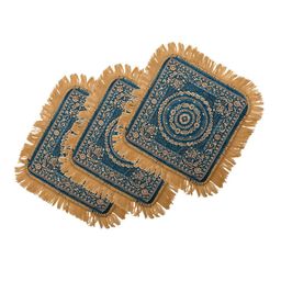 Kuber Industries 3 Pcs Black Printed Pooja Mat-5