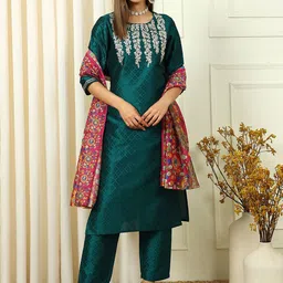 Anouk Women Floral Embroidered Regular Kurta with Trousers & With Dupatta-picture-14