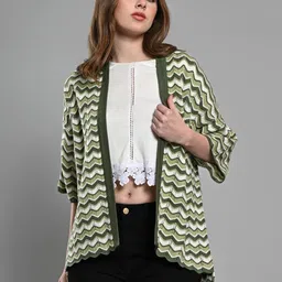 IZEL Women Striped Hooded Longline Sweater-image-79