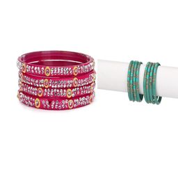 SOMIL Set of 12 Pink Alloy Bangles-image-16