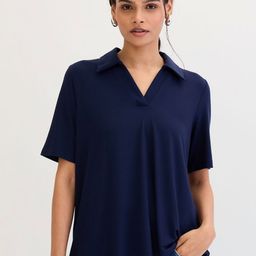 FEMMELLA Polo Collar Relaxed Fit T-shirt-image-35