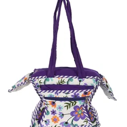Kuber Industries Floral Printed Structured Tote Bag with Fringed-34