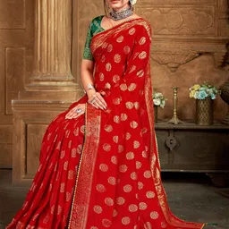 Reboot Fashions Embellished Gotta Patti Silk Blend Designer Bhagalpuri Saree-58