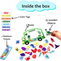 brain basket Rainbow Bus Ride Memory Matching Color Puzzle Toy for Kids Age 2 to 6 Years image 4