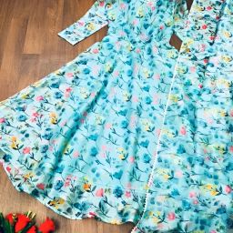 Floral Print Georgette Stitched Anarkali Gown-image-82