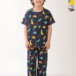 Anthrilo Boys Pack of 3 Animal Printed T-shirt & Pyjamas Pure Cotton Night suit-image-69