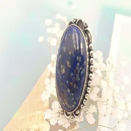 Shrim jewels 925 Sterling Silver Lazuli Gemstone Studded Oxidised Finger Ring-picture-33