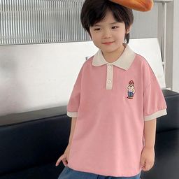 LULU & SKY Boys Colourblocked Polo Collar Applique T-shirt-28