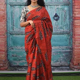 Craft Musium Ethnic Motifs Pure Cotton Bagru Saree-image-12