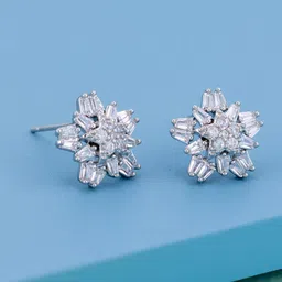 Kushal's Fashion Jewellery Rhodium-Plated Star Shaped Zircon Studs Earrings-image-40