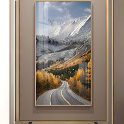 THE NEXT DECOR Gold-Colored & yellow Path To Tranquility Glass Finish Vertical Wall Art-image-13