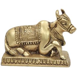 Exotic India Gold-Toned & Black Nandi Religious Idol Showpiece-picture-28
