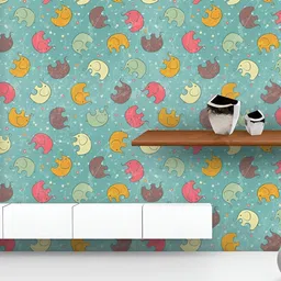 ArtzFolio Printed UV-Resistant Anti-Bacterial Baby Elephants Peel & Stick Wallpaper-picture-57