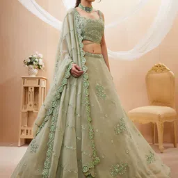 DIVASTRI Embroidered Sequinned Semi-Stitched Lehenga & Unstitched Blouse With Dupatta image 2