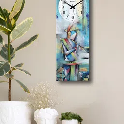 OLIVE TREE White & Blue Printed Rectangle Wooden Contemporary Wall Clock-image-72