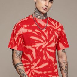 Moda Rapido Washed Effect Tie & Dyed Drop-Shoulder Sleeves Oversized Fit T-shirt-picture-28