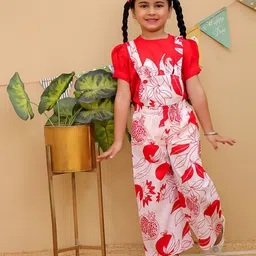 Aj DEZInES Printed Cotton Dungarees With T-Shirt-image-38