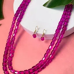 I Jewels Gold-Plated Artificial Beaded Layered Jewellery Set-11