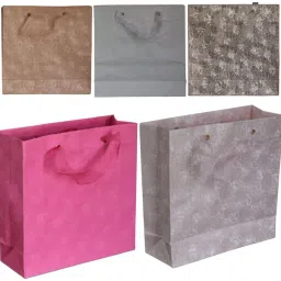 Paper Star Dust Color Print Flower Paper Bag For Packing & Gift,Carry Bags-Pack of 5 Storage Basket-image-3