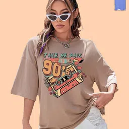 Dreambe Women 2 Printed V-Neck Extended Sleeves T-shirt-picture-27