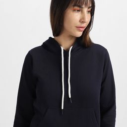 Roadster Women Cotton Fleece Full Sleeve Navy Blue Hoodie-picture-24