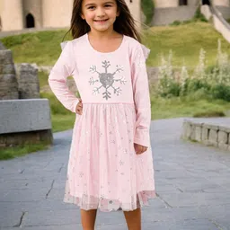 INCLUD Girls Sequined Embellished Embroidered Fit & Flare Dress-picture-17