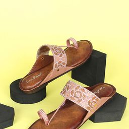 Luvfeet Women One Toe Ring Leather Kolhapuri Stylish Flats-image-67
