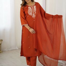 BAPS Women Floral Embroidered Kurta with Trousers & Dupatta-image-17