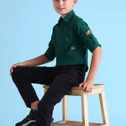 U.S. Polo Assn. Kids Boys Classic Fit Spread Collar Solid Cotton Casual Shirt-picture-22