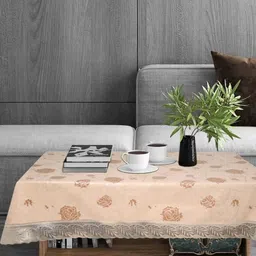 Stylista Beige Floral 2-Seater Rectangle Table Cover-13
