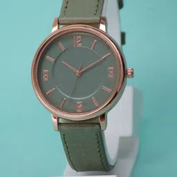 VIRAKTI Women Round Dial & Leather Regular Straps Analogue Watch G-03-GREEN-A-121