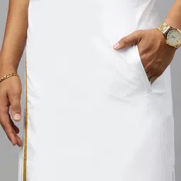 Ramraj Men Solid Adjustable Dhoti with Border image 5